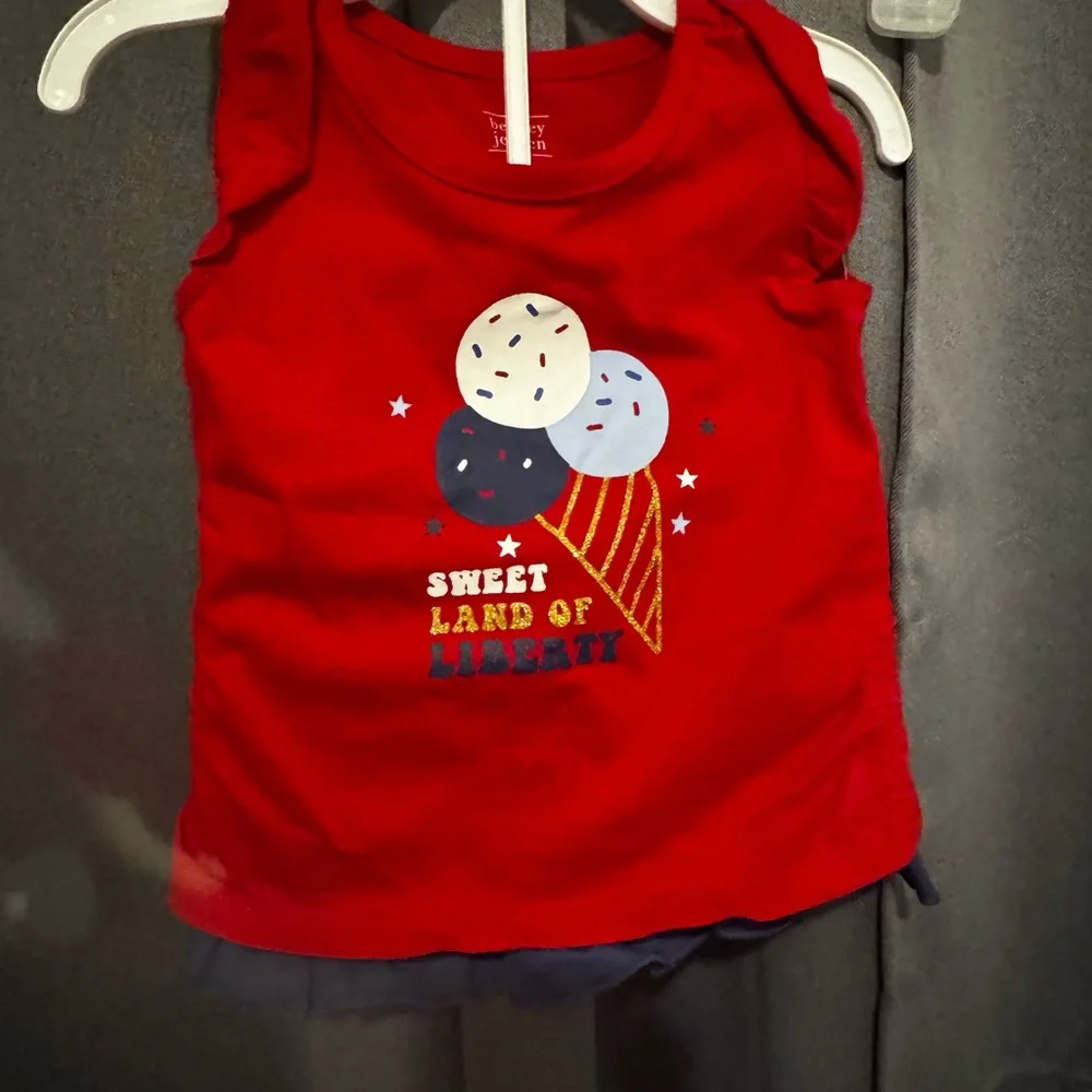 Sweet Land of Liberty Red Kids Tank Top and shorts set size 2T - Picture 3 of 7